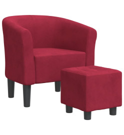 Fauteuil cabriolet avec repose-pied rouge bordeaux velours