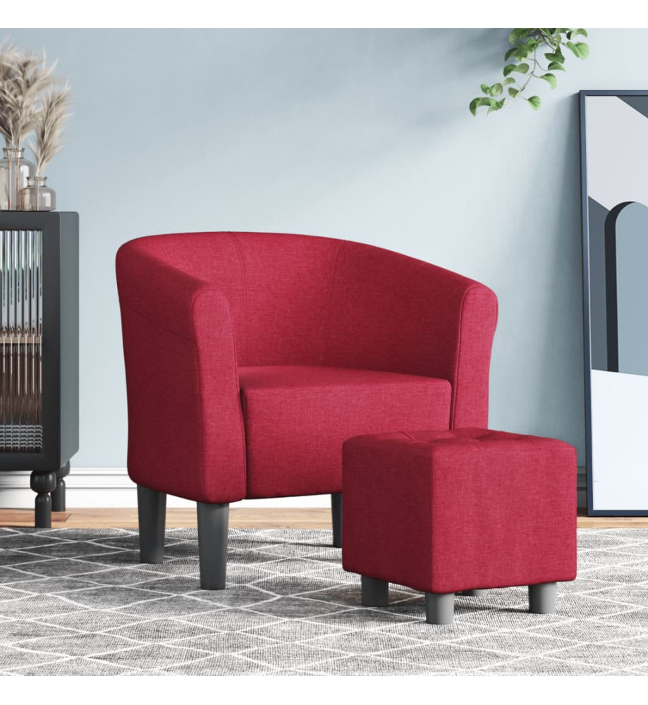 Fauteuil cabriolet avec repose-pied rouge bordeaux tissu