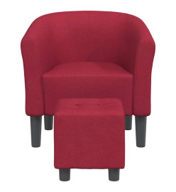 Fauteuil cabriolet avec repose-pied rouge bordeaux tissu