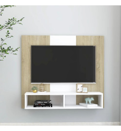 Meuble TV mural Blanc et chêne Sonoma 102x23,5x90 cm Aggloméré