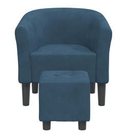 Fauteuil cabriolet avec repose-pied bleu foncé velours