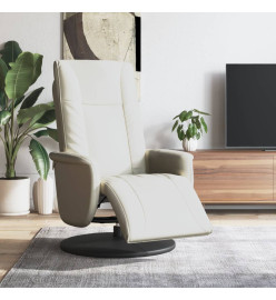 Fauteuil inclinable avec repose-pieds crème similicuir