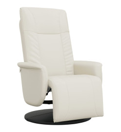 Fauteuil inclinable avec repose-pieds crème similicuir