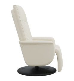 Fauteuil inclinable avec repose-pieds crème similicuir