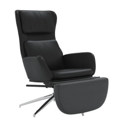 Chaise de relaxation avec repose-pied Noir brillant Similicuir