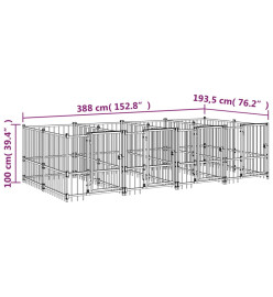 Chenil d'extérieur pour chiens Acier 7,51 m²