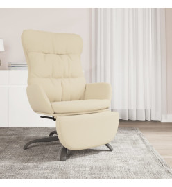 Chaise de relaxation avec repose-pied Crème Tissu