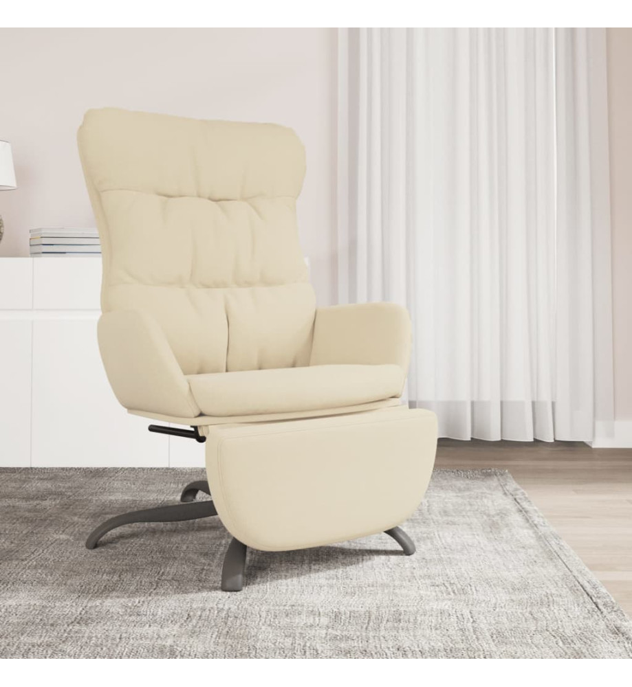 Chaise de relaxation avec repose-pied Crème Tissu