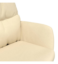 Chaise de relaxation avec tabouret Crème Tissu