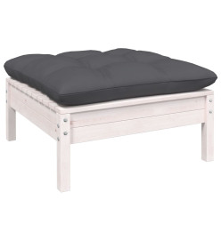 Repose-pied de jardin avec coussin anthracite Bois de pin blanc