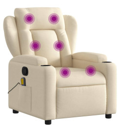 Fauteuil de massage inclinable Crème Tissu