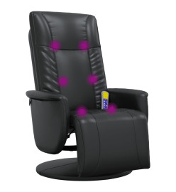 Fauteuil inclinable de massage repose-pieds noir similicuir