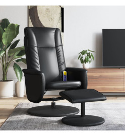 Fauteuil inclinable de massage avec repose-pied noir similicuir