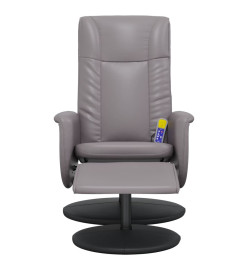 Fauteuil inclinable de massage avec repose-pied gris similicuir