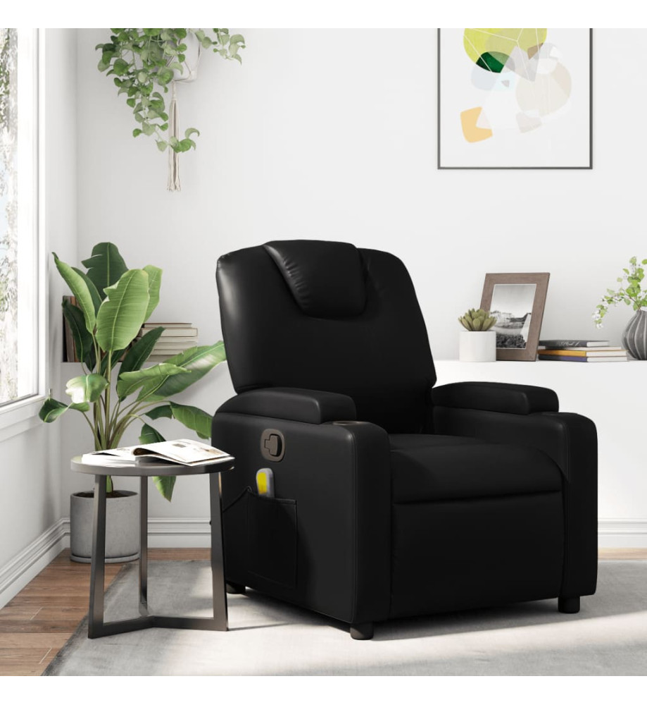 Fauteuil de massage inclinable Noir Similicuir