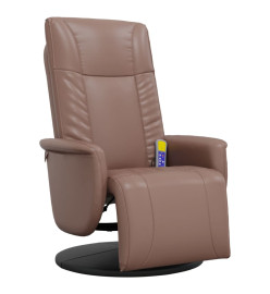 Fauteuil inclinable de massage repose-pieds marron similicuir