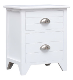 Table de chevet Blanc 38x28x45 cm Bois de Paulownia