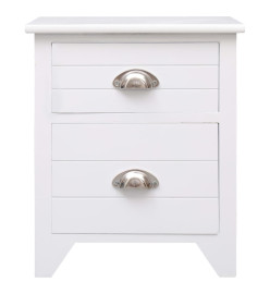 Table de chevet Blanc 38x28x45 cm Bois de Paulownia