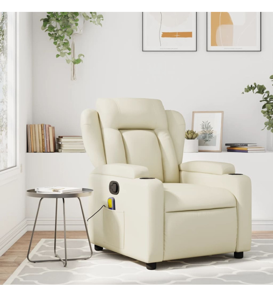 Fauteuil inclinable de massage Crème Similicuir