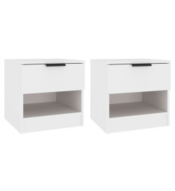 Tables de chevet 2 pcs Blanc Bois d'ingénierie