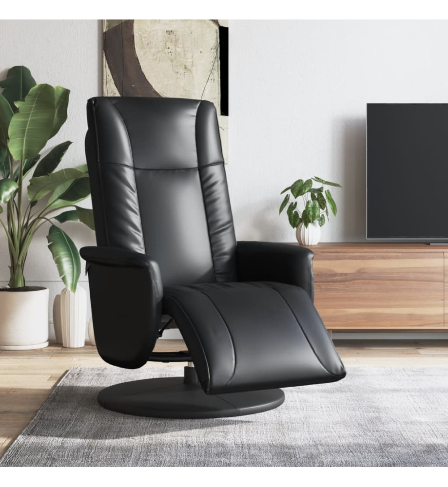 Fauteuil inclinable avec repose-pieds noir similicuir