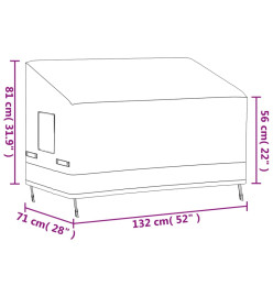 Housse de banc 2 places beige 132x71x56/81 cm oxford 600D