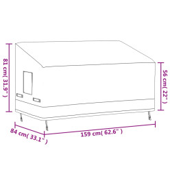 Housse de banc 3 places beige 159x84x56/81 cm oxford 600D