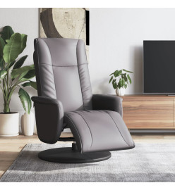 Fauteuil inclinable avec repose-pieds gris similicuir