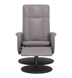 Fauteuil inclinable avec repose-pied gris similicuir