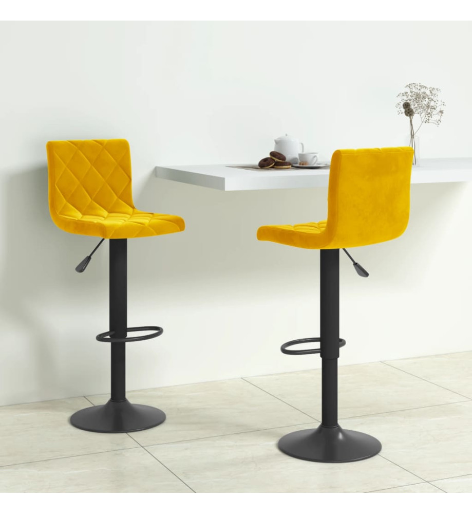 Tabourets de bar 2 pcs Jaune moutarde Velours