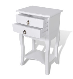 Table de chevet avec 2 tiroirs Blanc