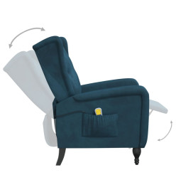 Fauteuil de massage inclinable bleu velours