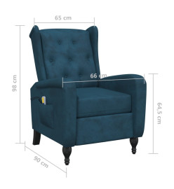 Fauteuil de massage inclinable bleu velours