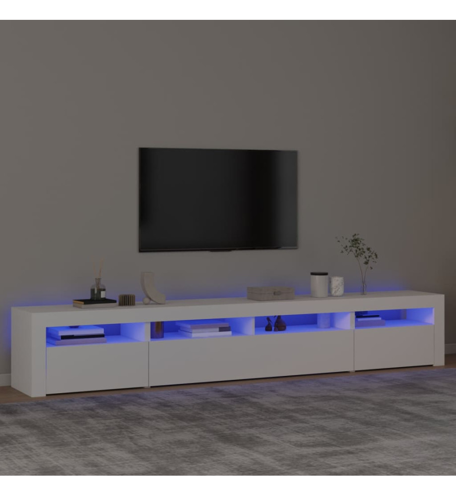 Meuble TV avec lumières LED Blanc 240x35x40 cm