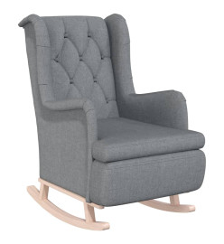 Fauteuil avec pieds à bascule en bois d'hévéa Gris clair Tissu