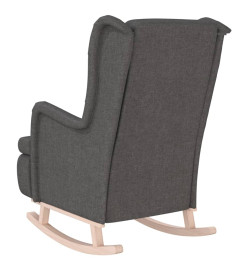 Fauteuil avec pieds à bascule en bois d'hévéa Gris foncé Tissu