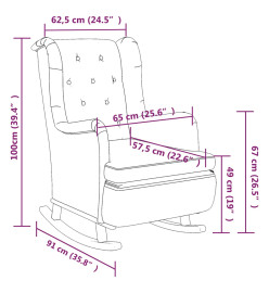 Fauteuil avec pieds à bascule en bois d'hévéa solide Crème Tissu