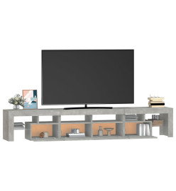 Meuble TV avec lumières LED Gris béton 230x36,5x40 cm