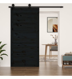 Porte de grange Noir 100x1,8x204,5 cm Bois massif de pin