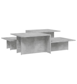 Tables basses 2 pcs gris béton bois d'ingénierie