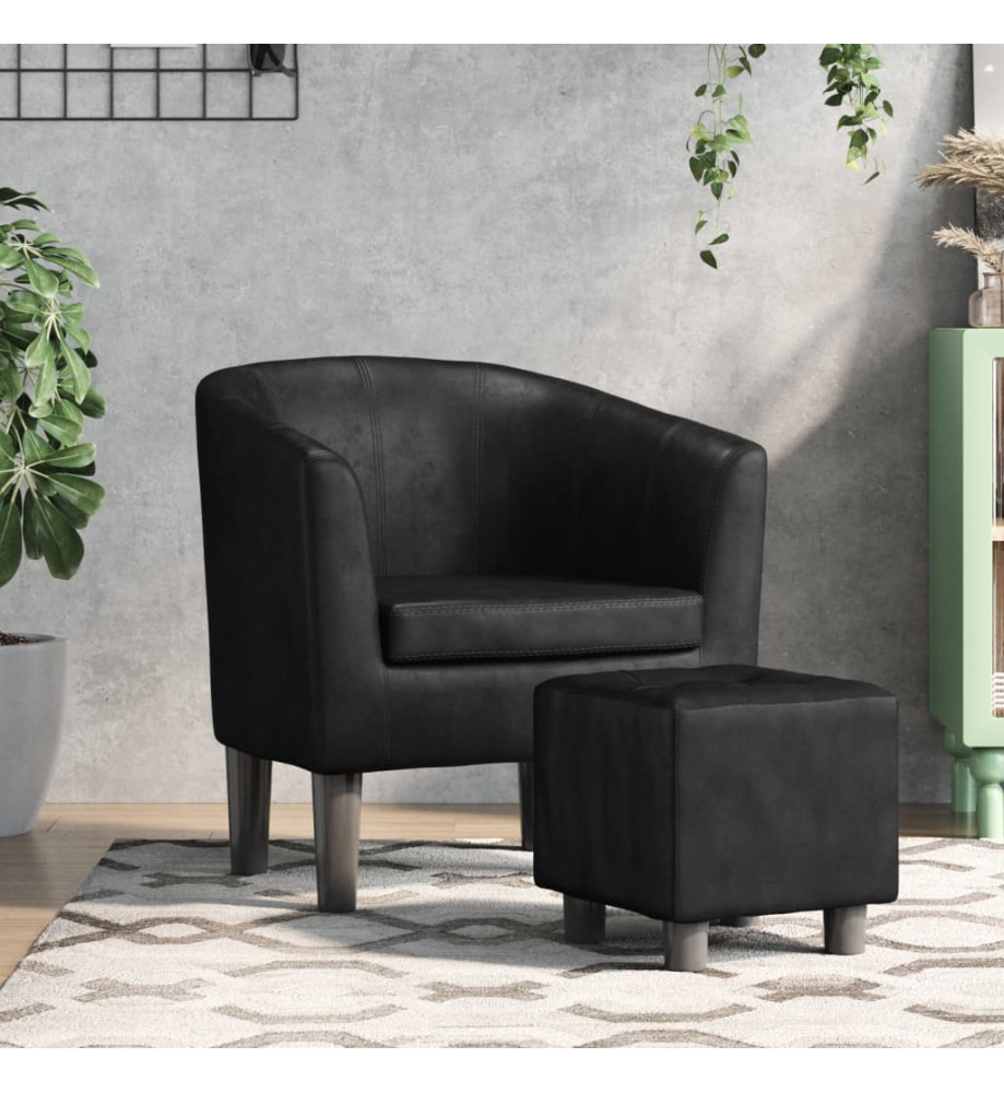 Fauteuil cabriolet avec repose-pied noir similicuir