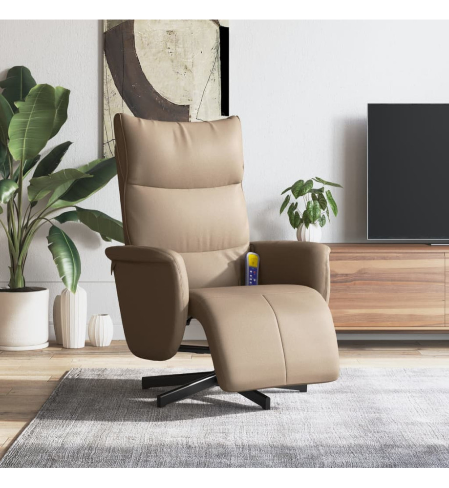 Fauteuil inclinable de massage repose-pieds cappuccino