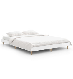 Cadre de lit blanc brillant 135x190 cm bois d'ingénierie
