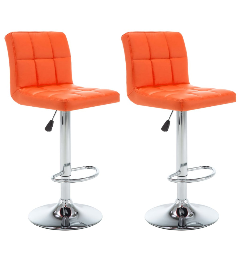 Tabourets de bar lot de 2 orange similicuir