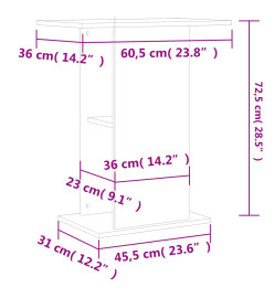 Support d'aquarium sonoma gris 60,5x36x72,5cm bois d'ingénierie