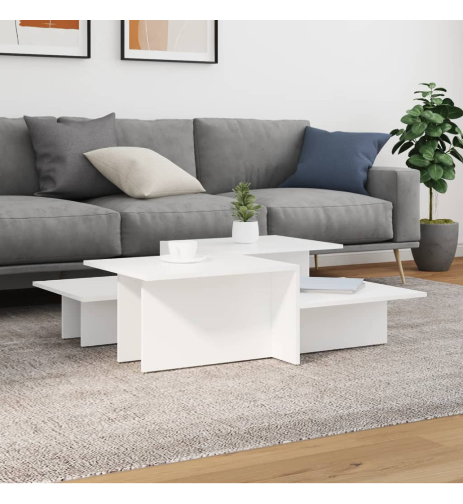 Tables basses 2 pcs blanc bois d'ingénierie Tables basses 2 pcs blanc bois d'ingénierie
