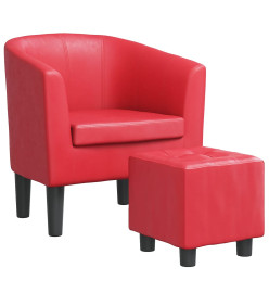 Fauteuil cabriolet avec repose-pied rouge similicuir