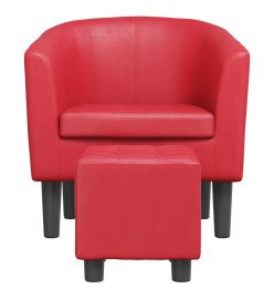 Fauteuil cabriolet avec repose-pied rouge similicuir