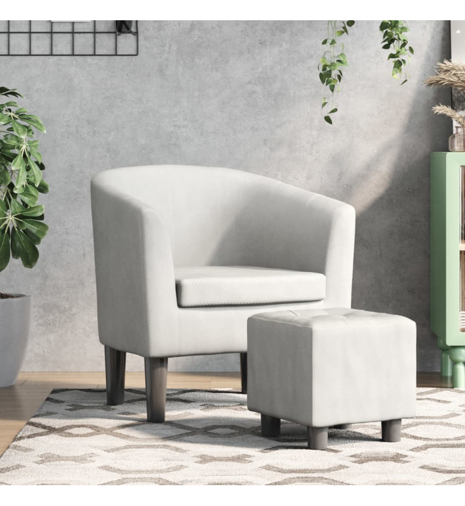 Fauteuil cabriolet avec repose-pied blanc similicuir