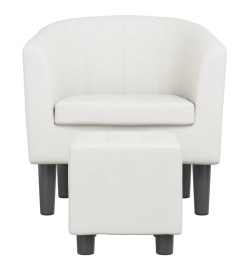 Fauteuil cabriolet avec repose-pied blanc similicuir